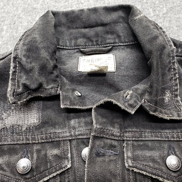 Polo Ralph Lauren Denim Supply Black Jean Jacket USA Flag Patch Vtg Women's XS - Picture 3 of 12